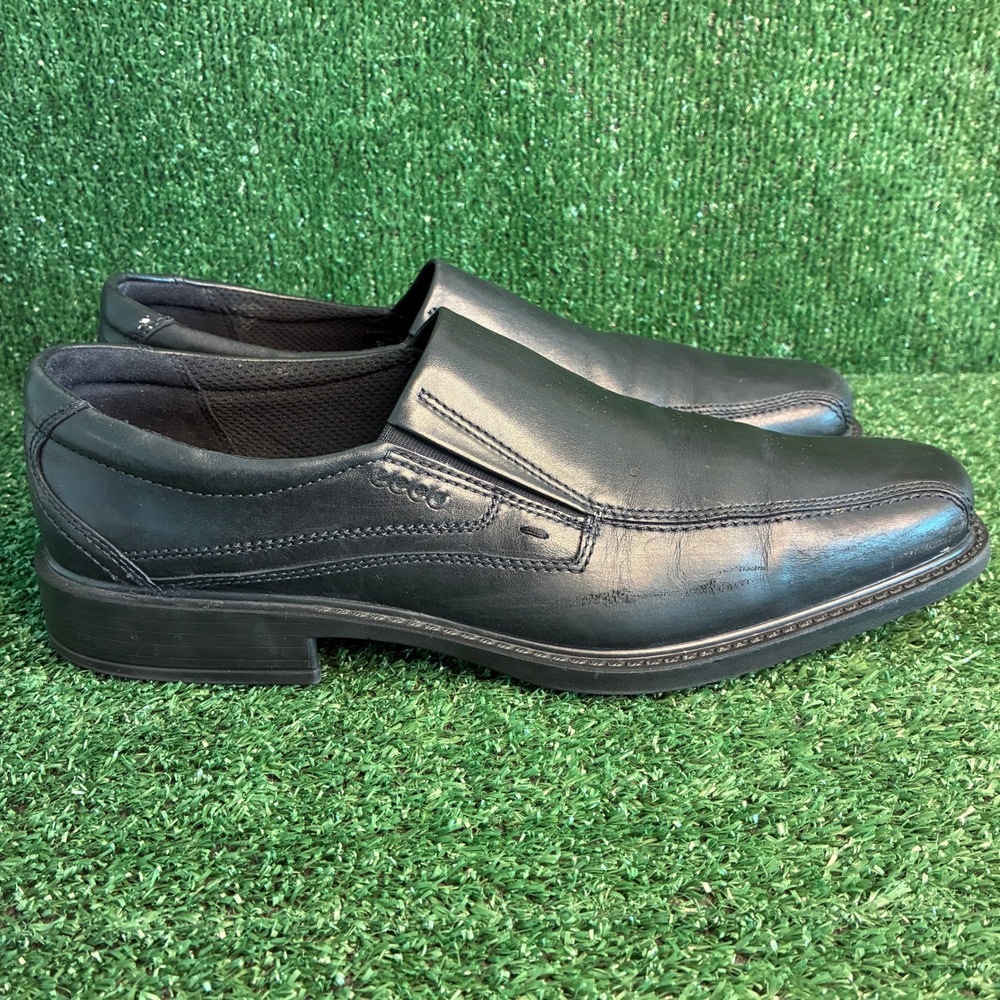 ECCO New Jersey Slip On Leather Comfort Loafer Dress Shoes Black Mens Sz 12-12.5
